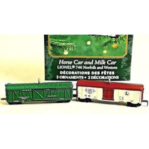 New Lionel Hallmark Keepsake Miniature Ornament Horse Car & Milk Car Collectable